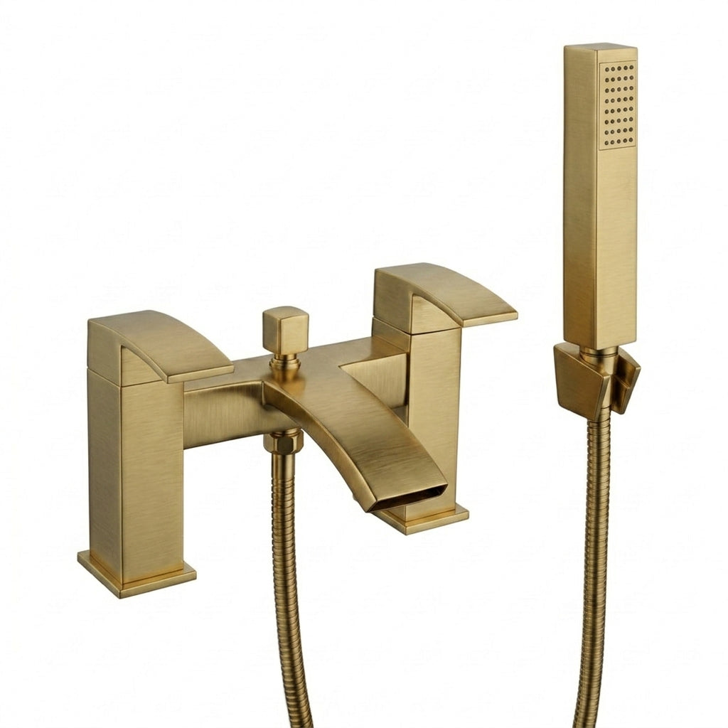 Techsphere Vertex Bath Shower Mixer Tap, Bathtub Shower Faucet Brushed Brass