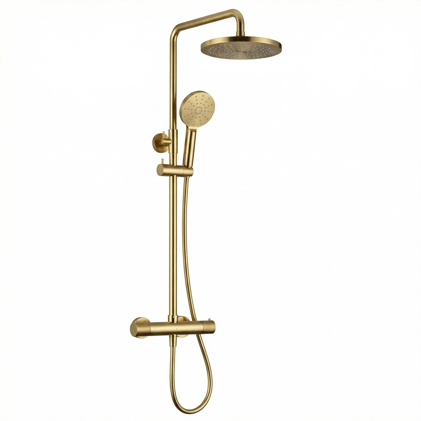 Techsphere Round Mixer Shower, Thermostatic Shower Brushed Brass