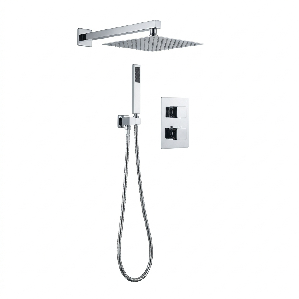 Techsphere 2 Dial Square Shower Valve, Thermostatic Shower Chrome