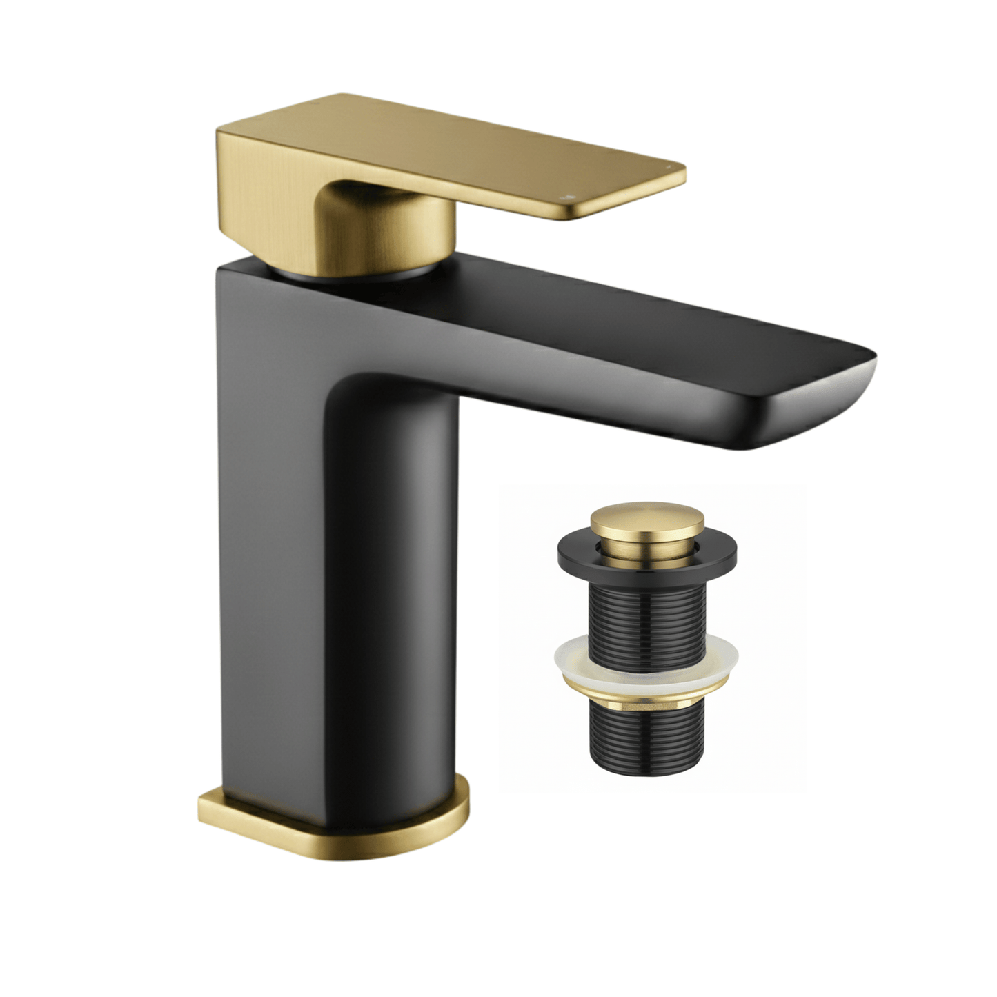 Techsphere Zenith Basin Mixer Tap, Sink Faucet Black & Brass