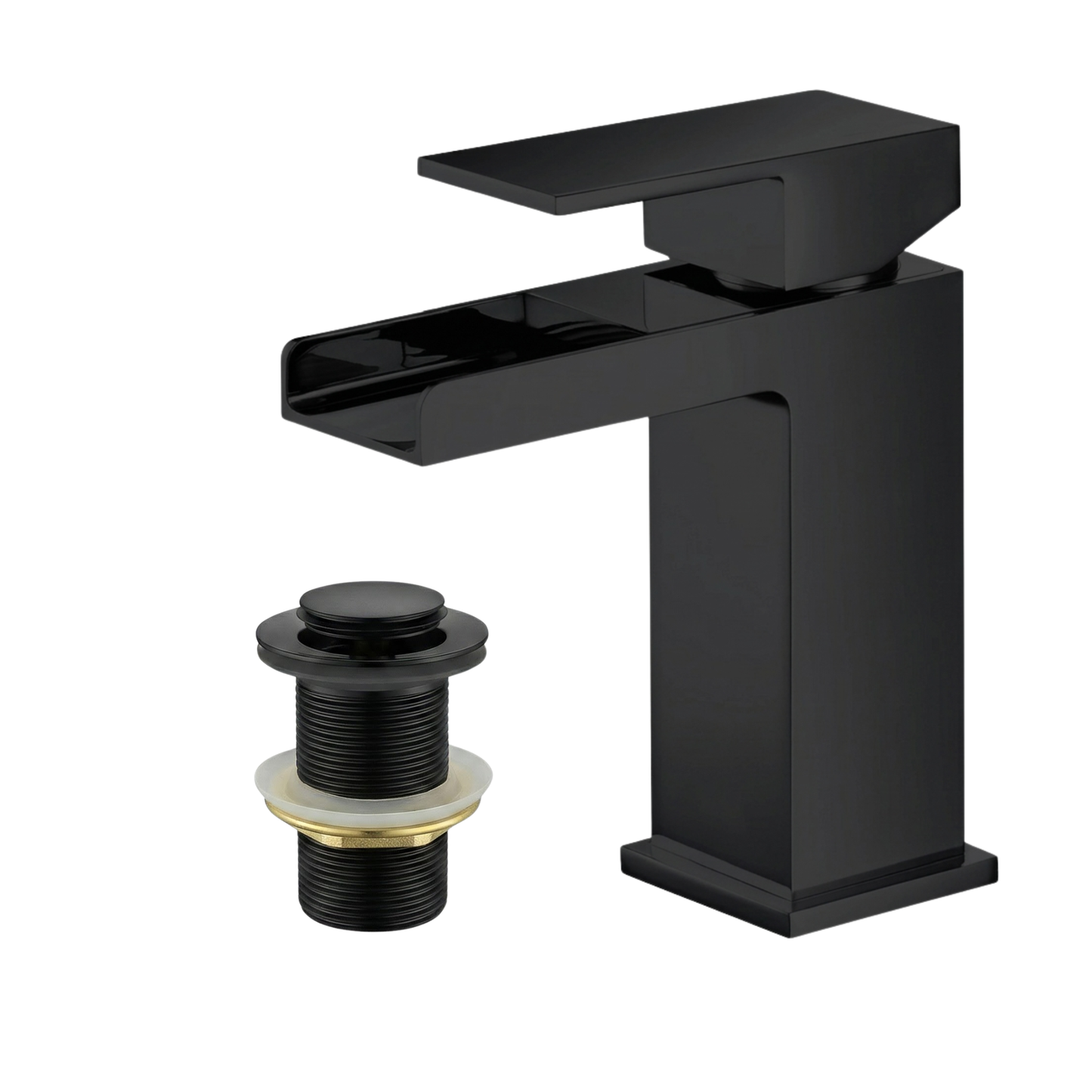 Techsphere Cascade Basin Mixer Tap, Sink Faucet Matt Black