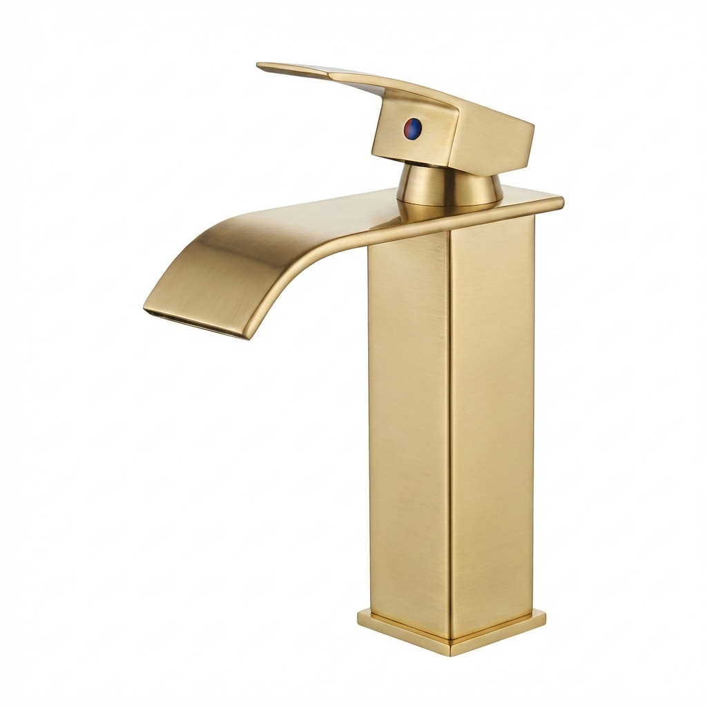 Techsphere Vector Basin Mixer Tap, Sink Faucet Brushed Brass