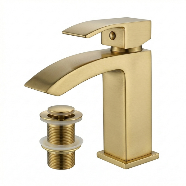 Techsphere Vertex Basin Mixer Tap, Sink Faucet Brushed Brass