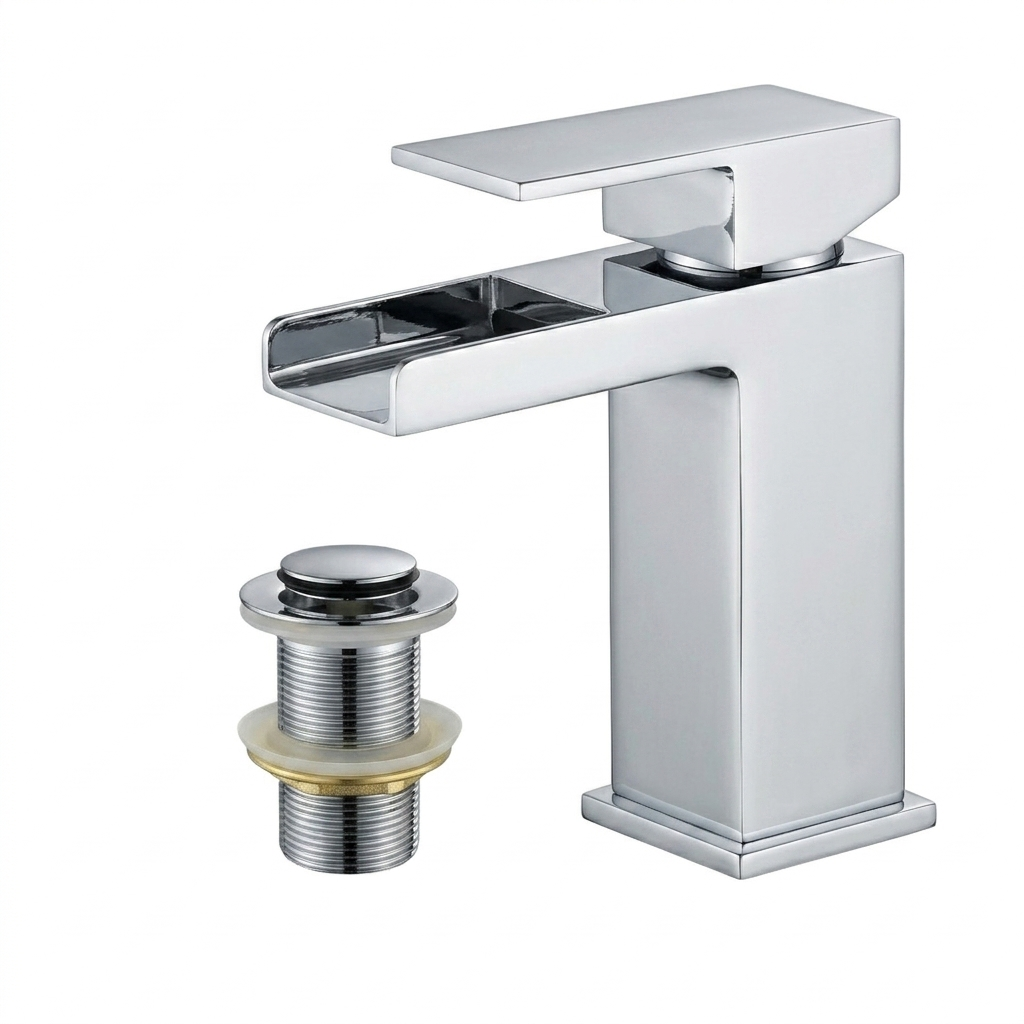 Techsphere Cascade Basin Mixer Tap, Sink Faucet Chrome