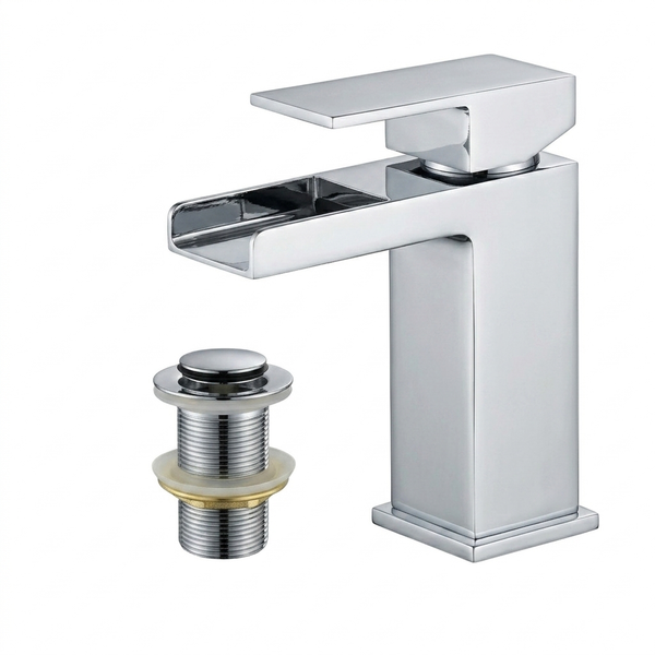 Techsphere Cascade Basin Mixer Tap, Sink Faucet Chrome