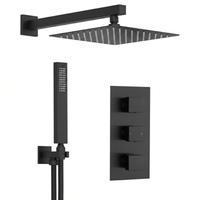 Techsphere 3 Dial Square Shower Valve, Thermostatic Shower Matt Black