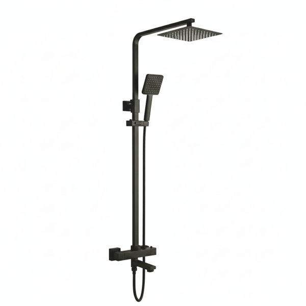 Techsphere Square Filler Shower, Thermostatic Shower Matt Black