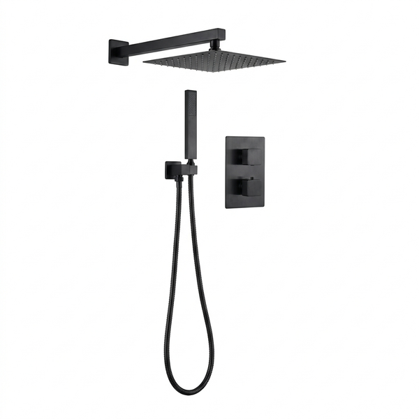 Techsphere 2 Dial Square Shower Valve, Thermostatic Shower Matt Black