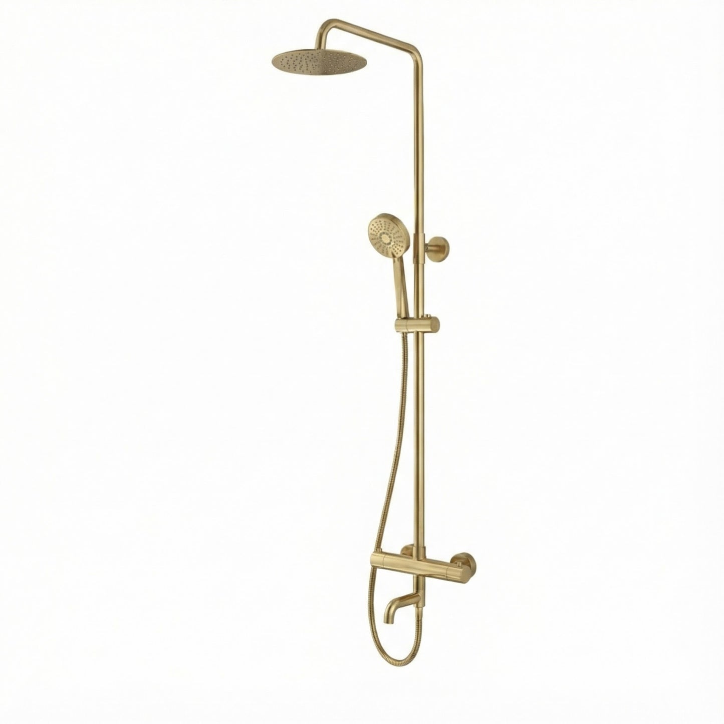Techsphere Round Filler Shower, Thermostatic Shower Brushed Brass