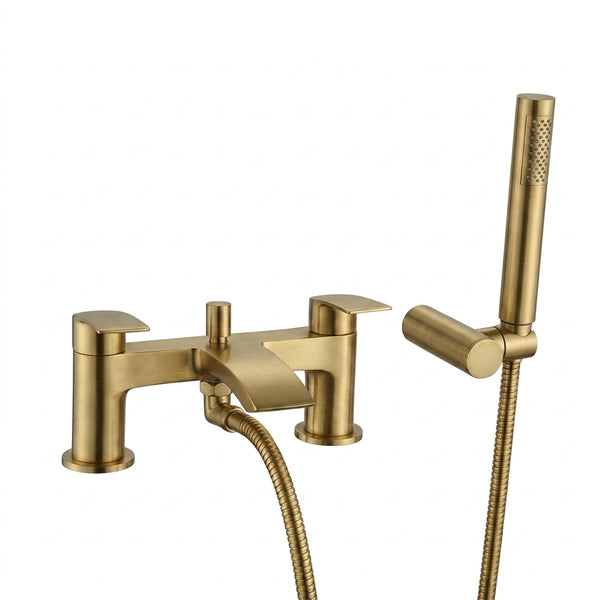 Techsphere Prism Bath Shower Mixer Tap, Bathtub Shower Faucet Brushed Brass