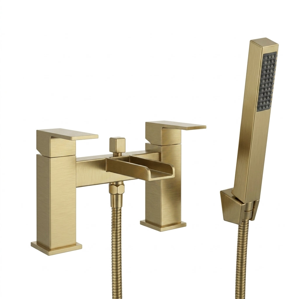 Techsphere Cascade Bath Shower Mixer Tap, Bathtub Shower Faucet Brushed Brass