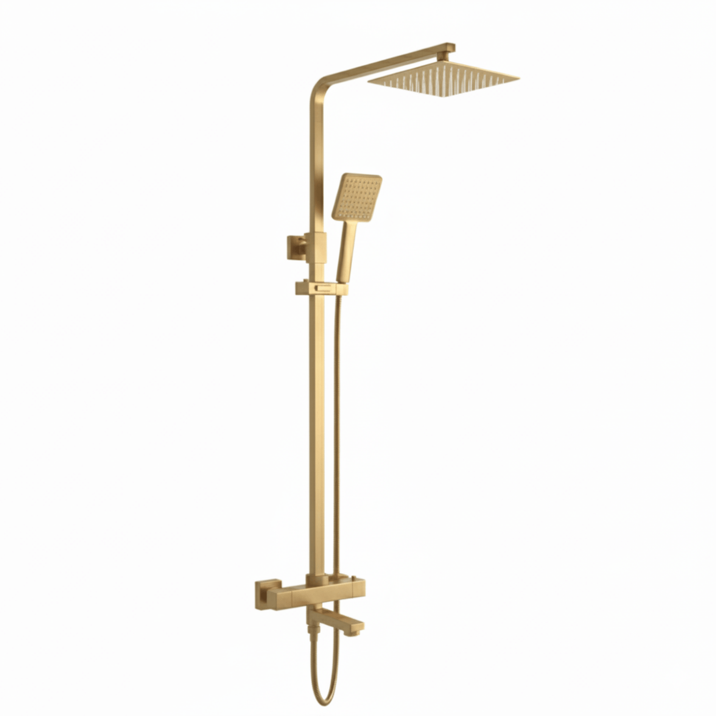 Techsphere Square Filler Shower, Thermostatic Shower Brushed Brass