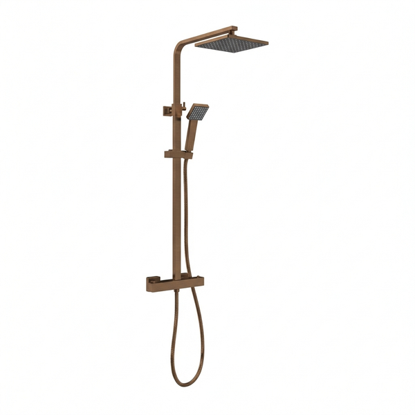 Techsphere Square Mixer Shower, Thermostatic Shower Bronze