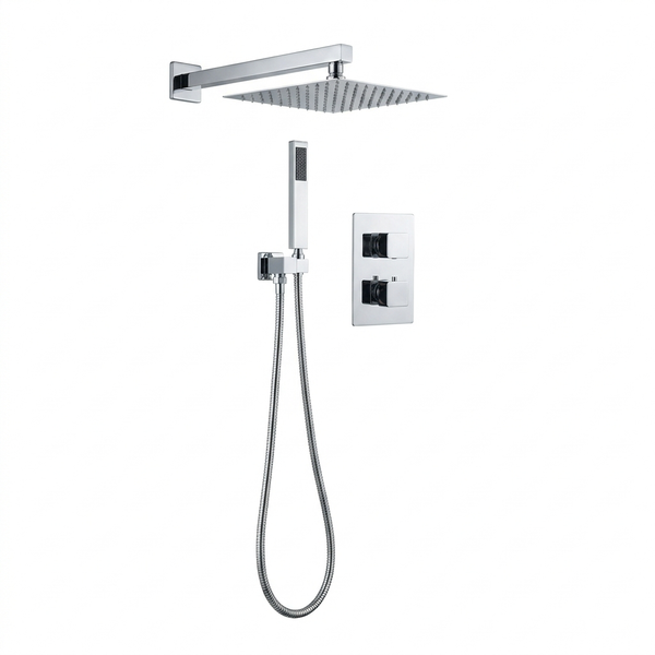 Techsphere 2 Dial Square Shower Valve, Thermostatic Shower Chrome