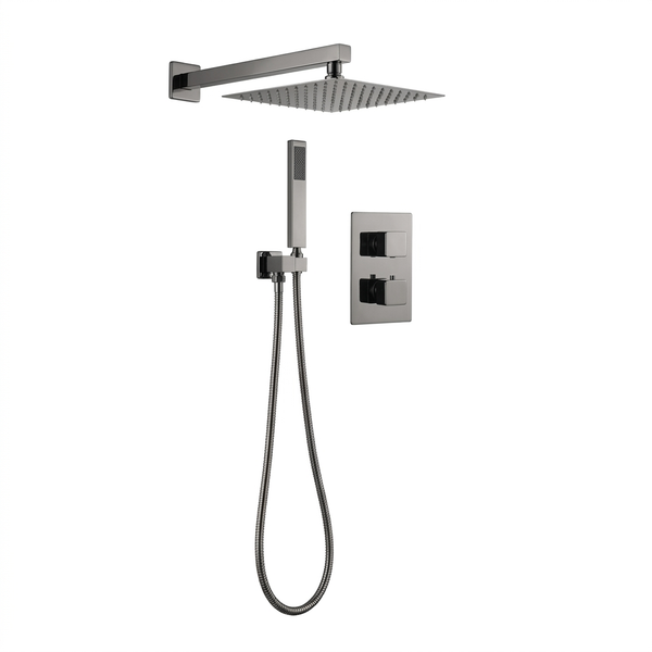 Techsphere 2 Dial Square Shower Valve, Thermostatic Shower Gunmetal