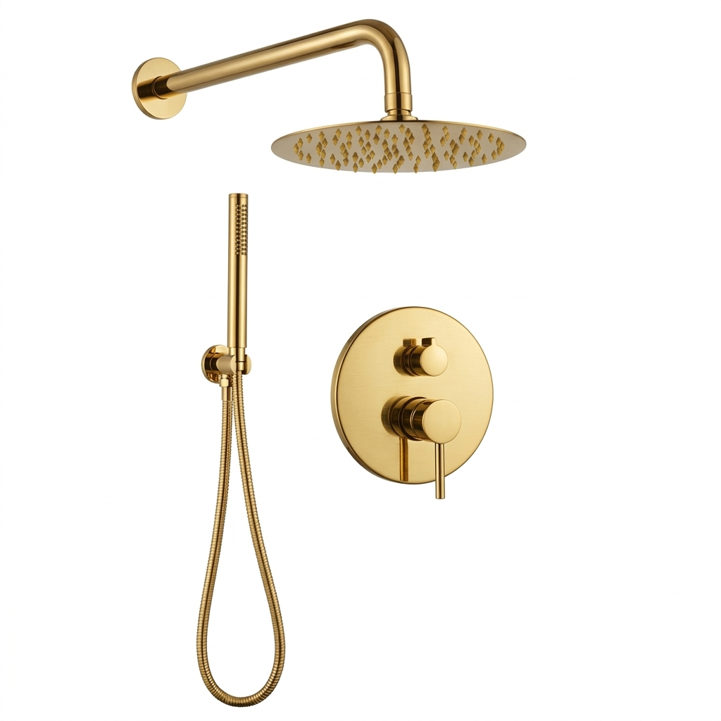 Techsphere 2 Dial Round Shape Shower Valve, Thermostatic Shower Brushed Brass